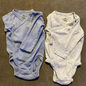 H&M Organic cotton pajama set very light grey & baby blue